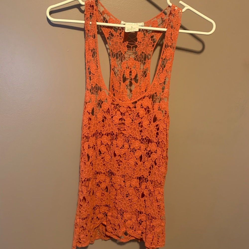 Solitaire Coral Crocheted Top Size S.